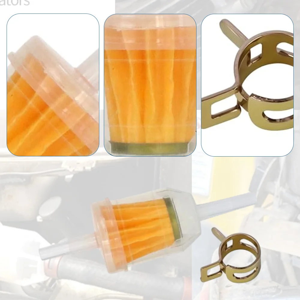12Pcs Inline Fuel Filter Set for Kohler John Deere Kawasaki Small Engine Lawnmower Plastic Filter with 10mm Clamps