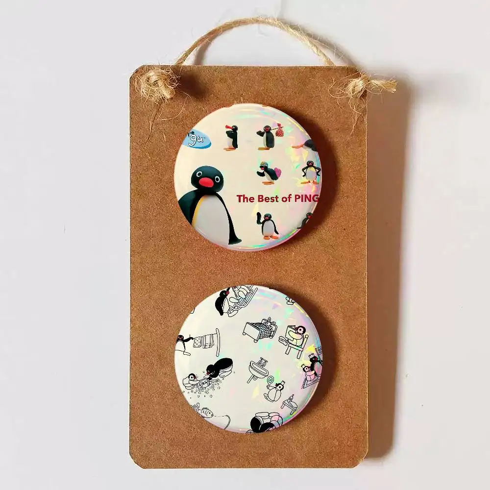 p-Pingu P-Penguin Creative Round Button Pins Badge Set Cartoon Anime Movie Music Pattern Brooches for Bags Jackets