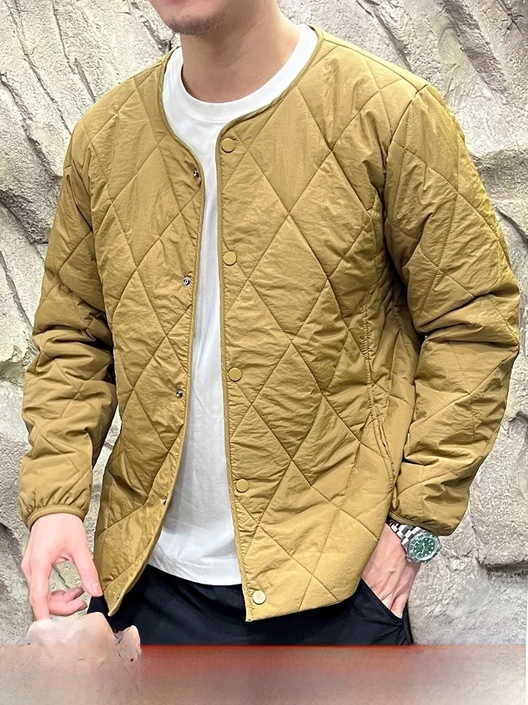 

Уличное мужское и женское шерстяное шелковое хлопковое пальто с ромбовидной вышивкой, водонепроницаемое молодежное модное длинное пальто-стойка