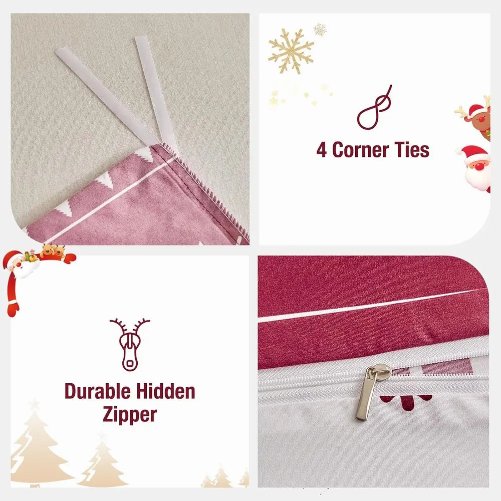 Conjunto de capa de edredão reversível Queen Size com zíper e laços de canto, 1 capa de edredom 90x90 polegadas + 2 fronhas