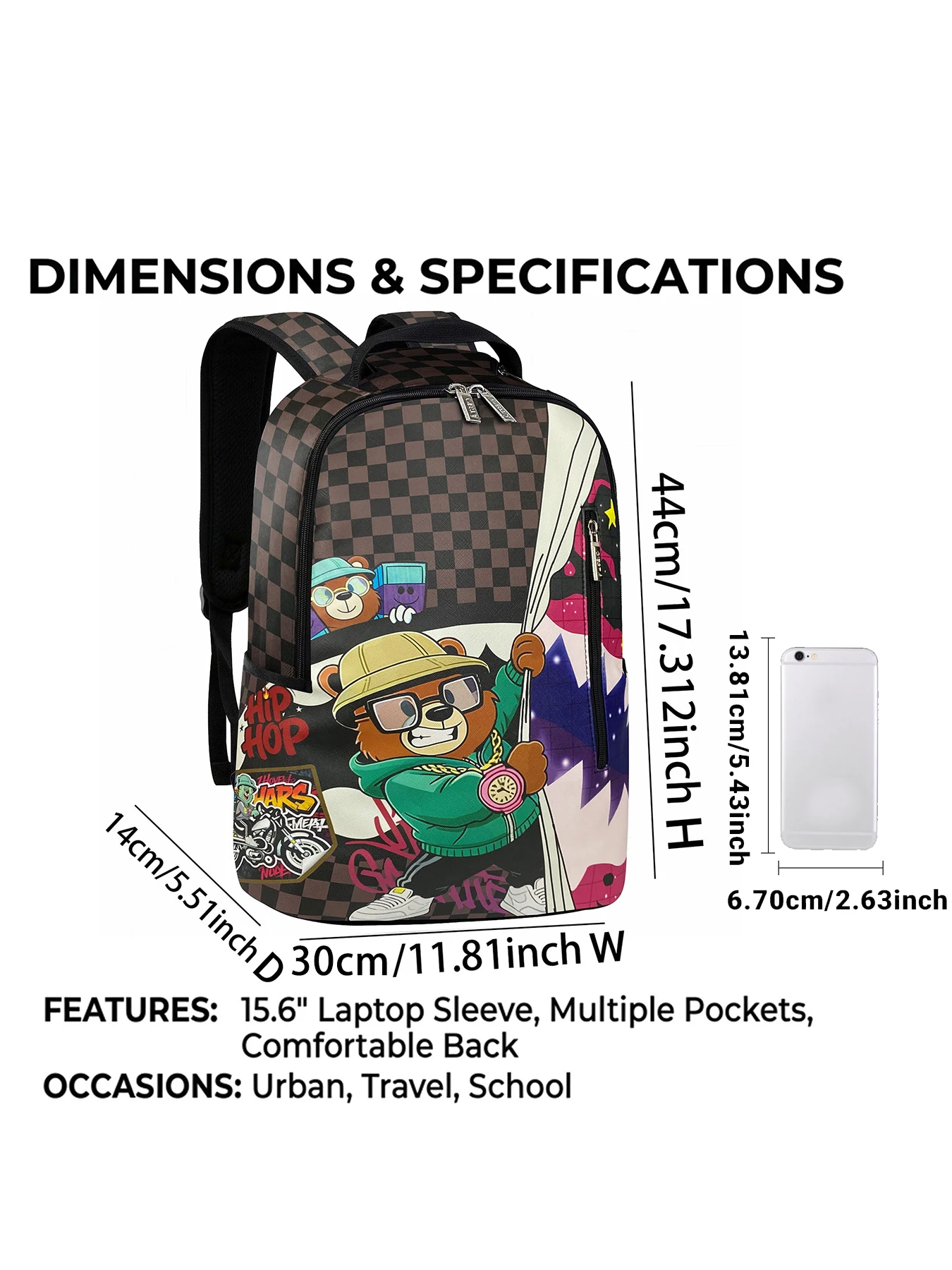 A Hip-Hop Street-Style Backpack with Spray-Painted Ground Motifs, This Is a New Trendy Lightweight Printed Backpack, Also a Fashionable Outdoor Commuter Bag, Large-Capacity Travel Bag, Multifunctional Storage Backpack, with Adjustable Shoulder Straps, Suitable for Teenagers, Back-To-School Season, the Best Valentine's Day Gift, a Gift for Friends or to Give Away, a Gift for Men, an Interesting Gift