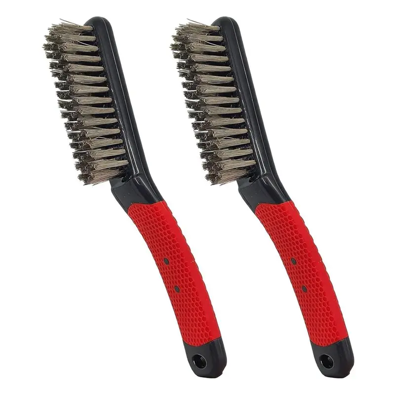 BAAR-2-Pack Heavy Duty Large Wire Brush, Stainless Steel Scratch Brushes For Aggressive Cleaning, DIY With Non-Slip Handle
