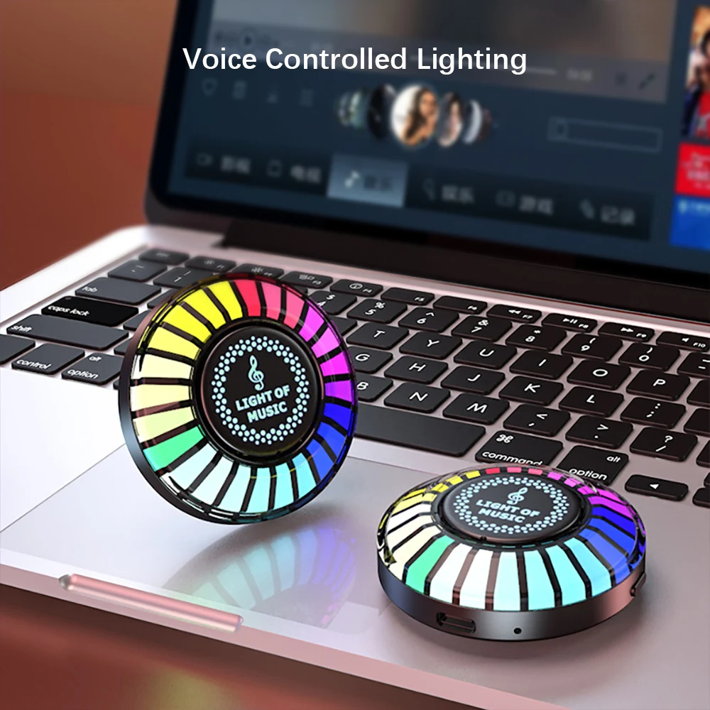 Desktop Magnetic RGB Pickup Ambience Lights, LED Car RGB  Atmosphere Light, Voice Control Music Rhythm Lamp,APP Control for Car