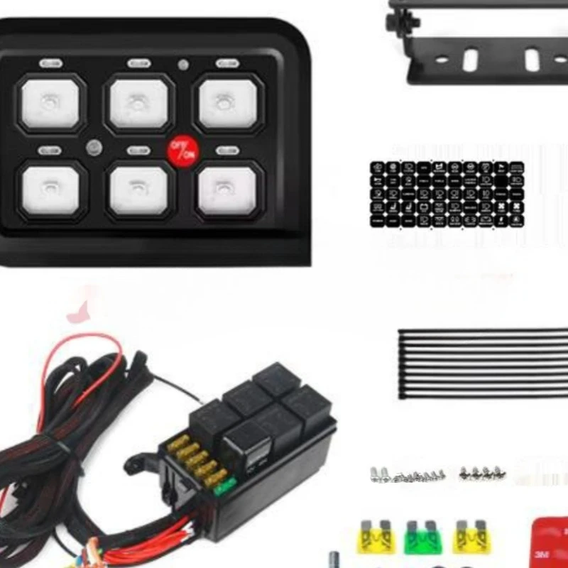 

Automobile modified spotlight control switch assembly 6-way 8-way panel button switch