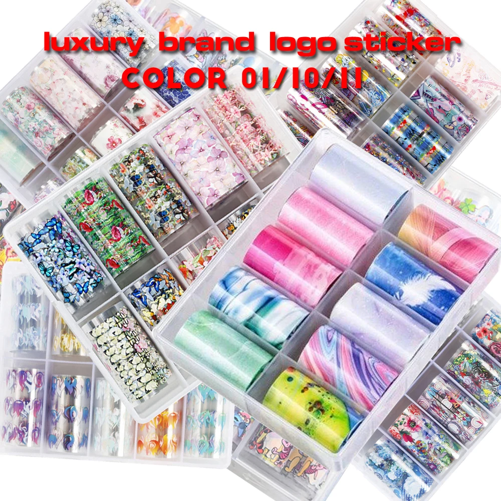 

100X4cm Cute luxury transfer foil nail sticker, Flower animal DIY paper nails decals brand MAFANAILS logo sticker foils 10 rolls