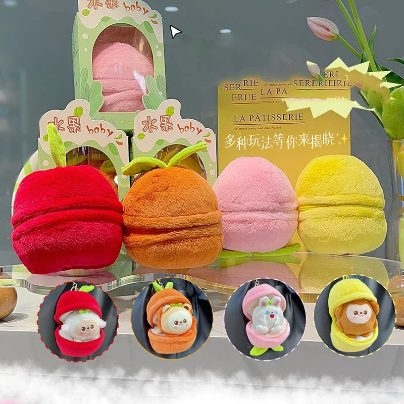 2023 New Fruit Baby Plush Doll Lemon Monkey Orange Lion Peach Rabbit Apple Sheep Plush Filling Bag Pendant Kawaii Keychain