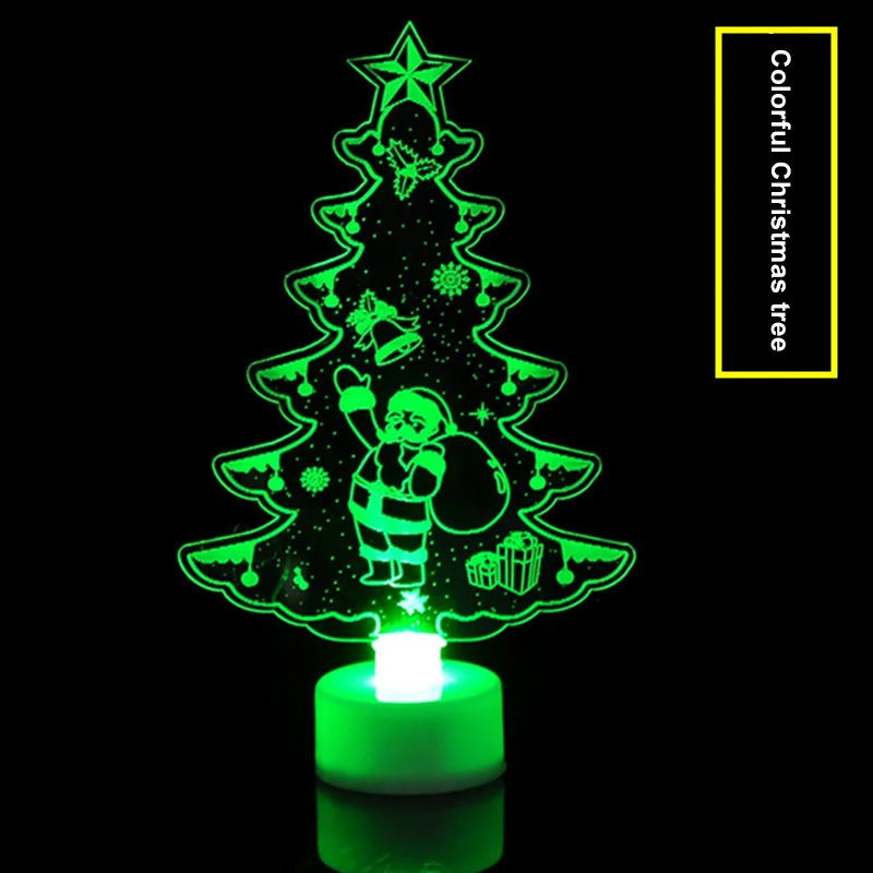 Christmas Glow Colorful Acrylic Small Christmas Tree Snowman Santa Claus Gift For Christmas Decoration Products New Dropshipping