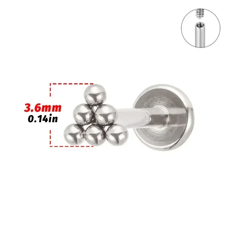 G23 Titanium Nose Studs Piercing Labret Triangular Lip Piercing Tragus Ear Cartilage Conch Piercing Implant Grade Body Jewelry
