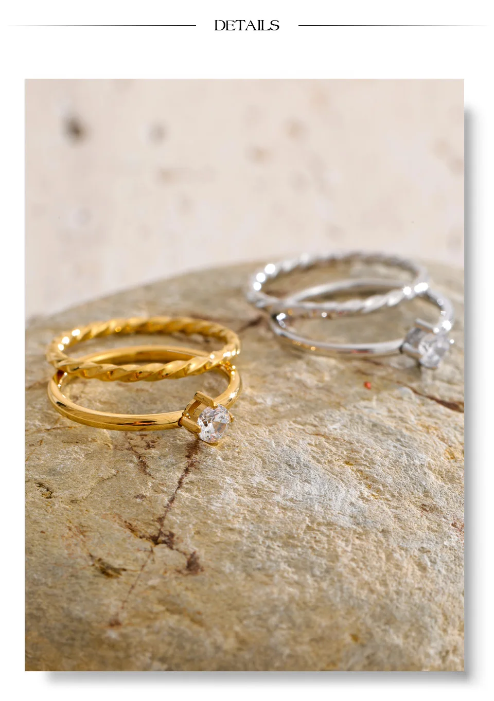 Yhpup Size 6789 Wholesale Lots Double-Layer Stacking Zircon Finger Ring Daily Classic Style Stainless Steel Chic Women Jewelry