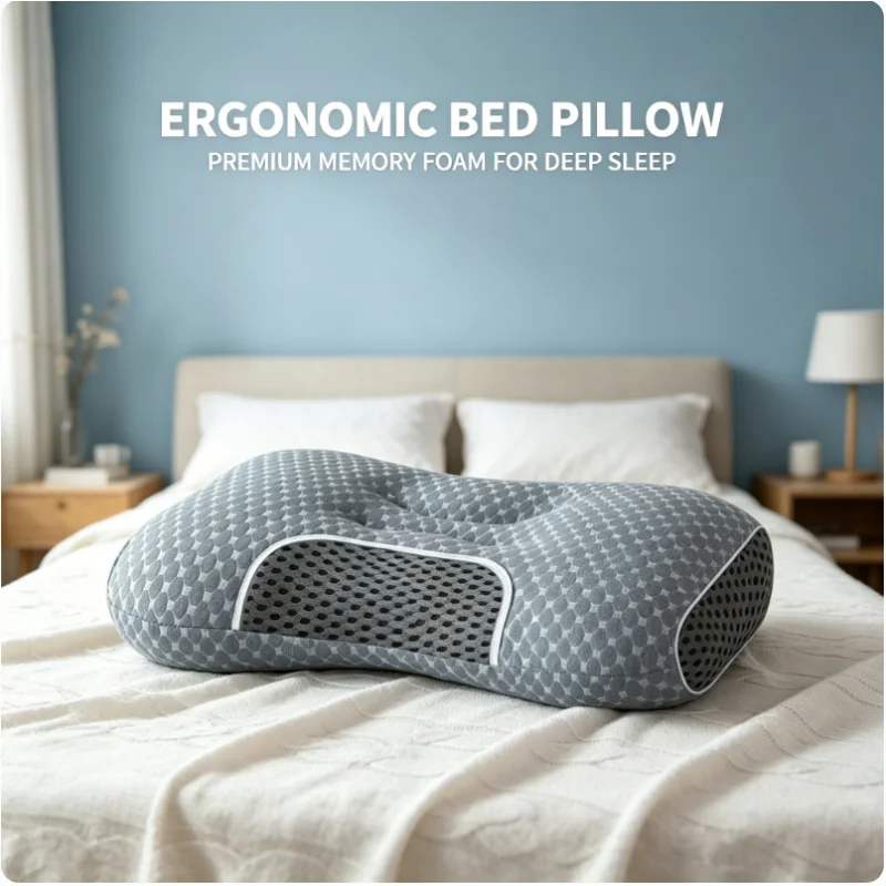 2 Stück Verstellbare Massage-Nackenkissen Ergonomisches Orthopädisches Konturkissen für Nackenschmerzen-Linderung Zuhause Schlafzimmer Schlafen