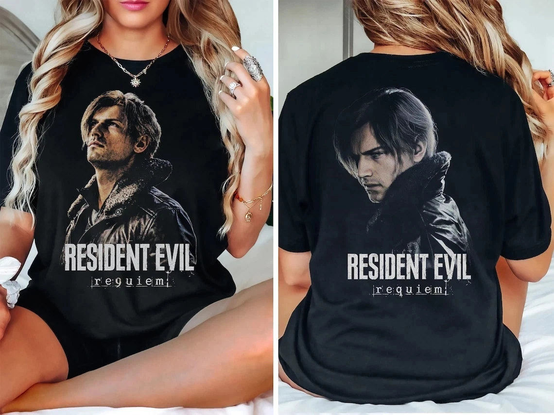 Leon S. Kennedy Resident Evil 9 Requiem Shirt Grace Ashcroft Tee Vintage Short Sleeve T-shirts for Summer Unisex All-Season