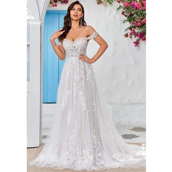 Roycebridal Sweetheart A Line Wedding Dress 2025 Off The Shoulder Lace Court Train Wedding Gown party dresses düğün elbisesimerm