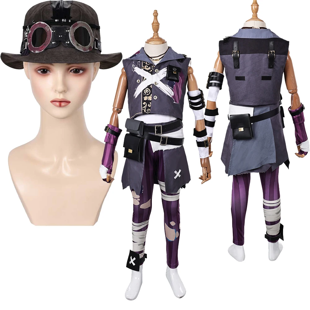 Fantasia Isha Arcane disfraz de Cosplay para niños sombrero con grafiti KidsGame LoL TV 2 chaleco de juego de rol pantalones gorra trajes traje de Halloween