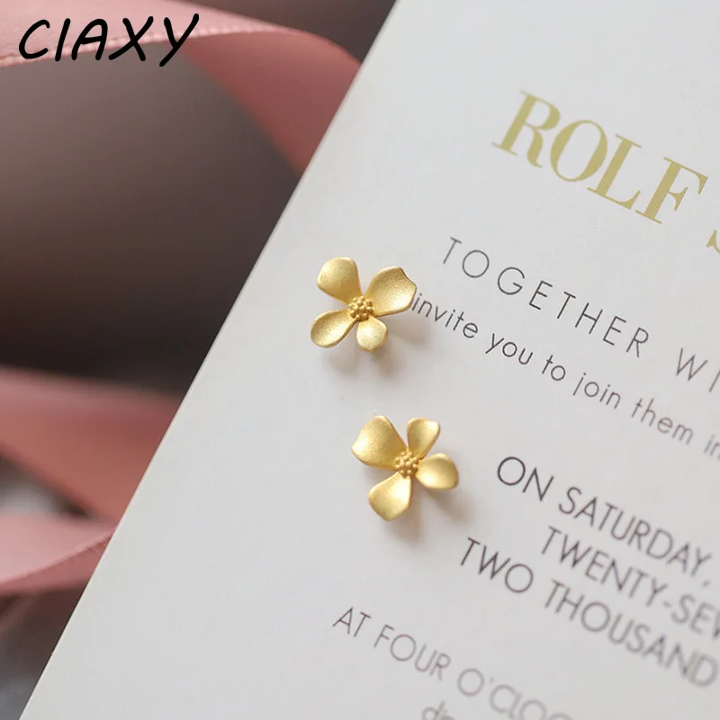 CIAXY kolczyki w kształcie kwiatów dla kobiet proste eleganckie 2022 Korea modne kolczyki 14K pozłacana biżuteria