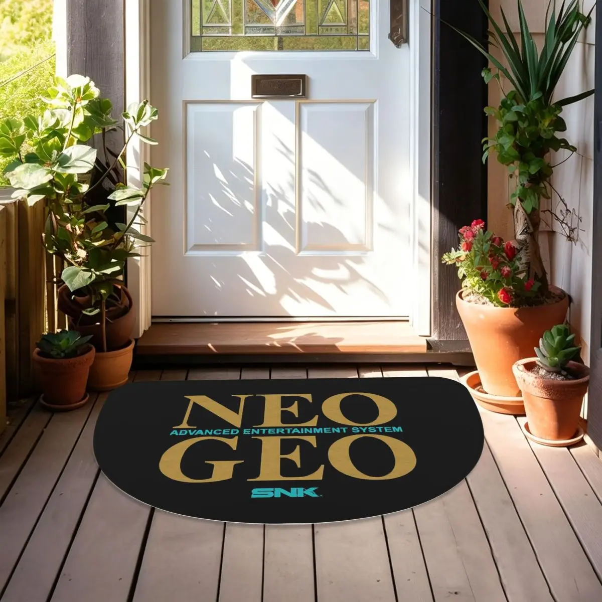 Neo Geo Logo Neogeo Arcade Soft Flannel Half Round Doormat Non Slip Bathroom Mat Absorbent Floor Carpet for Living Room