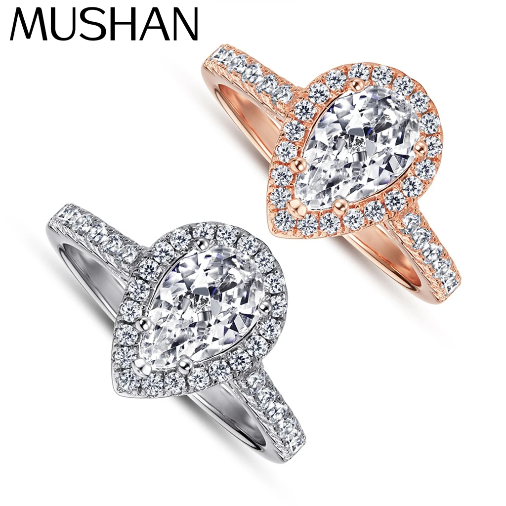 

MuShan Jewelry 925 Sterling Silver Rings Bands Engagement Ring 7A Cubic Zirconia Valentine Classic Anniversary Women Gift