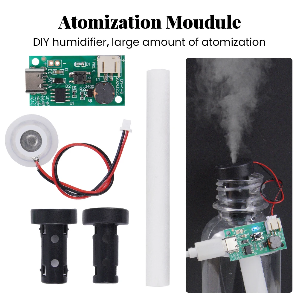 1 Set  Type C USB Mini Humidifier DIY Atomization Module Kits Driver Circuit Board Fogger Film Atomizer Sheet Mini Oscillating
