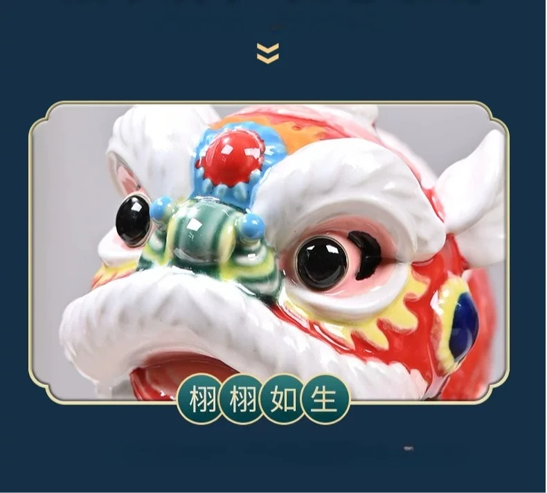 For Lion dance ornaments Lion dance ceramic intangible cultural heritage handicrafts Entry door Entrance cabinet decorations