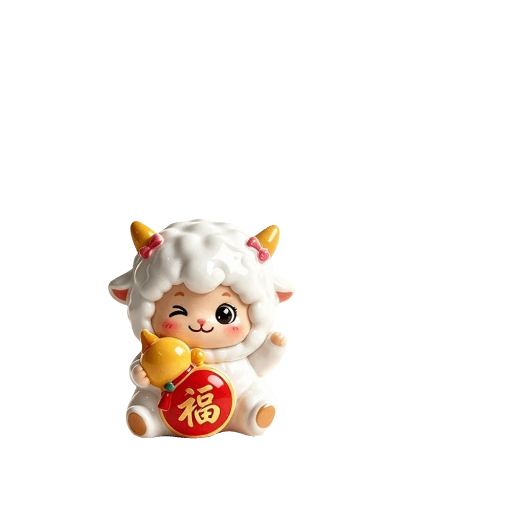 Cute Resin Year of The Goat Ornament Lucky Theme Cartoon Zodiac Figurines Cute Design Adorable Style Mascot Ornament Home Decor