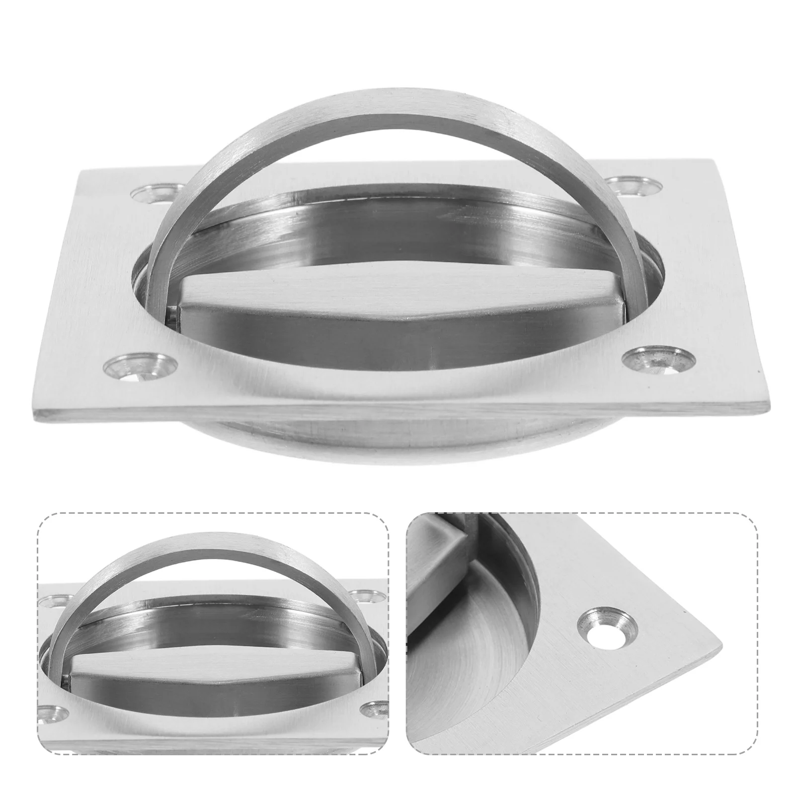

1 Set Of 70Mm Brushed Stainless Steel Flush Handle For Sliding Cabinet Drawer Round Recessed 55Mm Mount Hole Fireproof Hardware