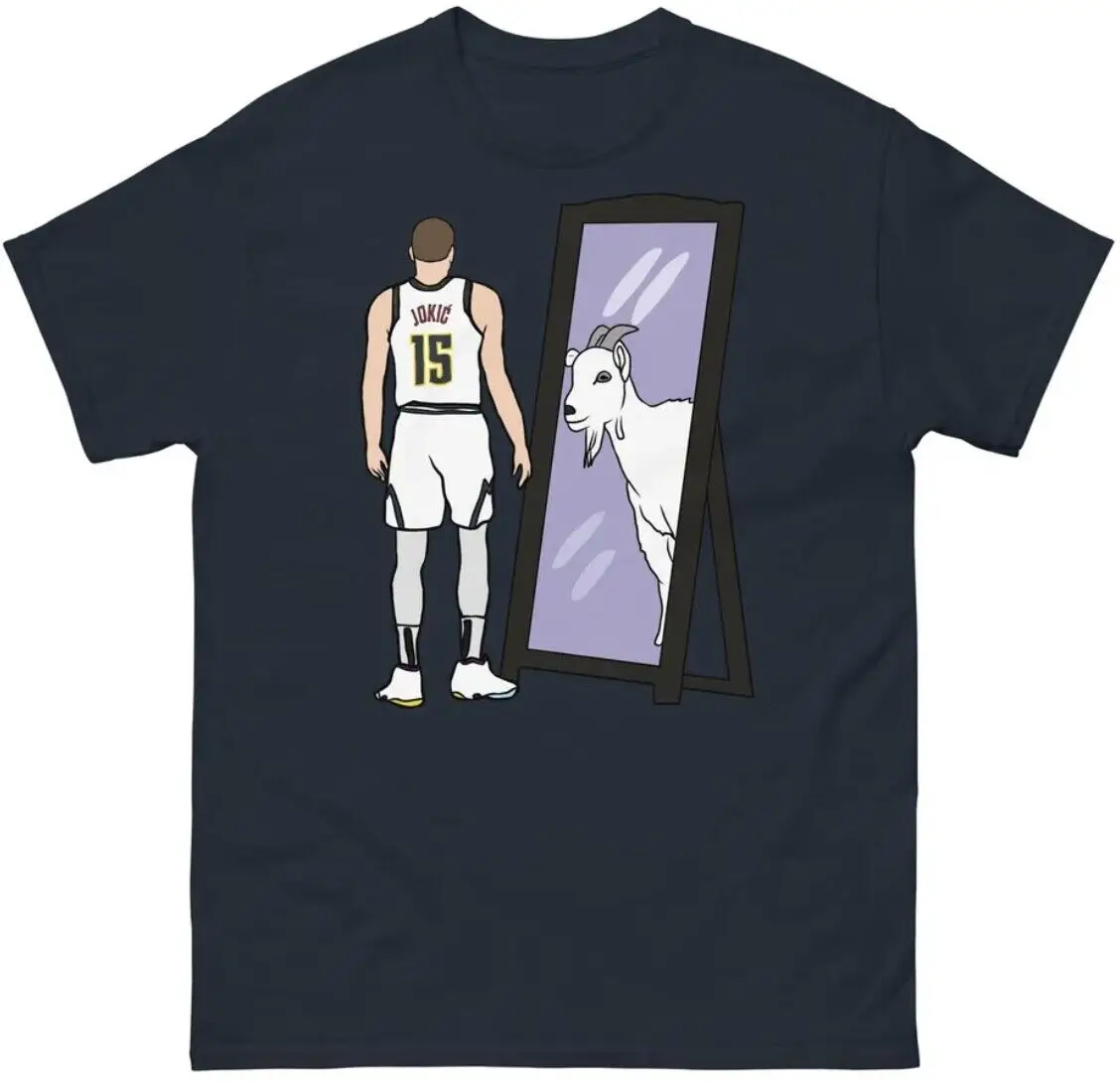 Nikola Jokic Mirror Goat T-Shirt Combine Fun Printed Shirt Men's and Women's Short Sleeve T-Shirts