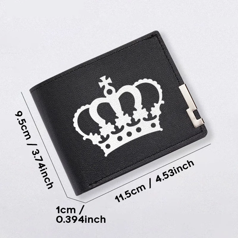 Portafoglio in pelle PU con logo Crown Design minimalista per uomo Sottile Leggero Durevole Uso quotidiano Accessorio di moda aziendale