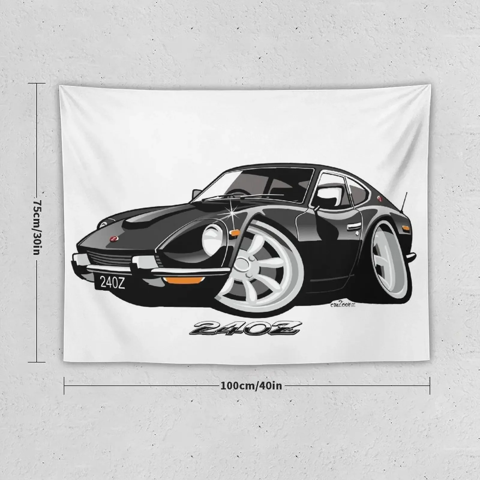 Datsun 240Z caricature black Tapestry Home Decor Accessories Room Decorator Cute Decor Bedroom Decorations Tapestry