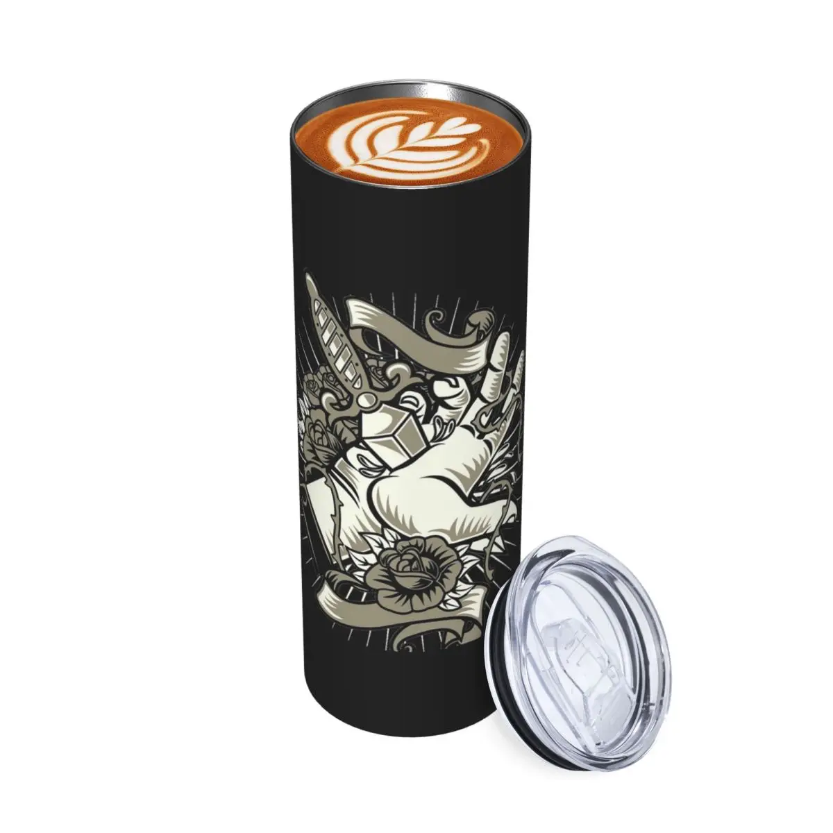 Bohemian Knife In A Hand Artwork  Awesome Bohemian Graphic Lover Gift Vacuum Insulated Mugs Thermal Cold Cup Straw With Lid 20oz