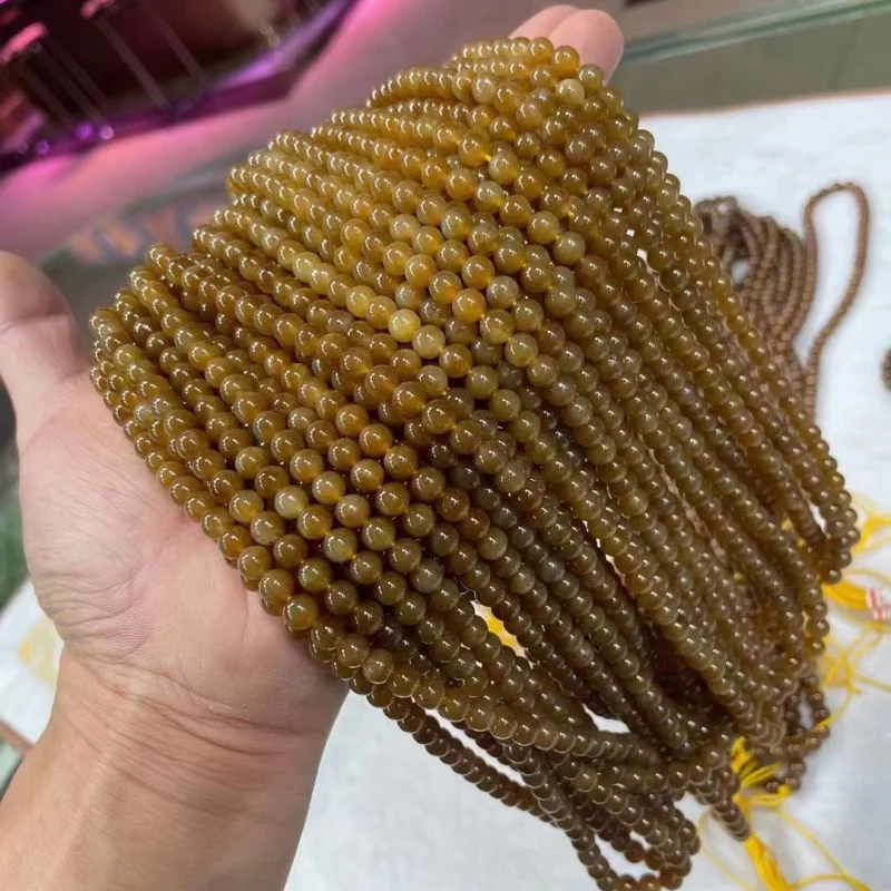 

Hetian Jade Qie Mo Sugar 108 Round Beads Necklace Cord 6Mm Pendant Bracelet Accessories