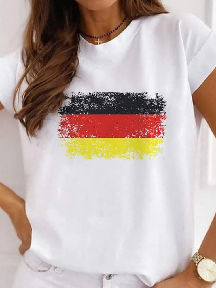 Maglietta bandiera della germania maglietta da donna stampa Y2K maglietta divertente estetica Grunge maglietta grafica Streetwear vestiti da donna