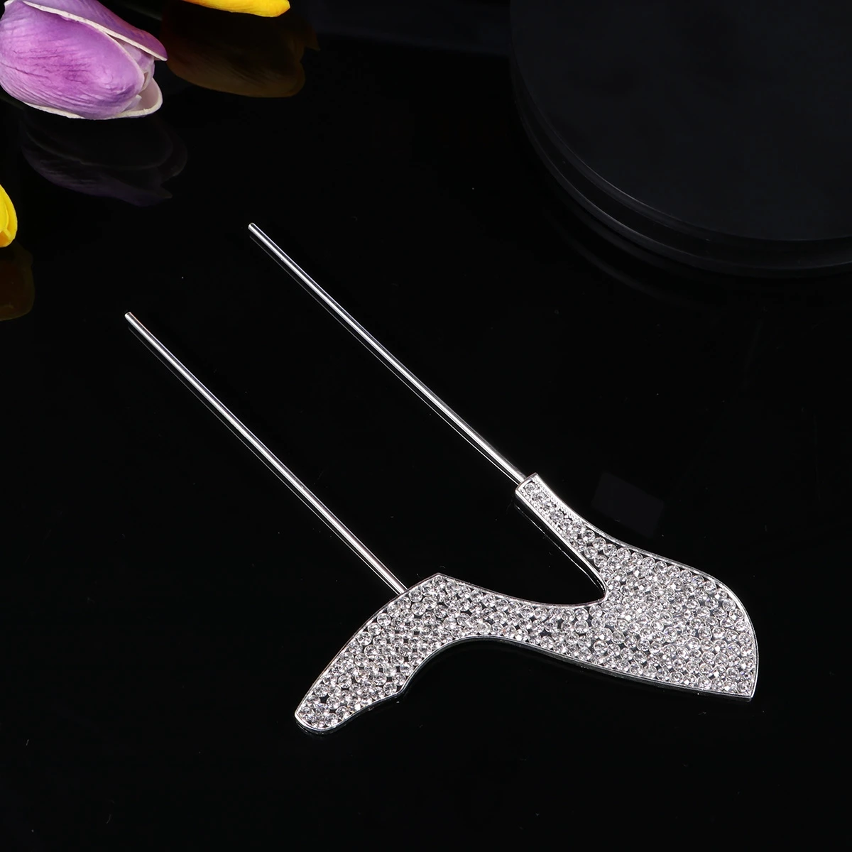 

1pc Stunning Cake Topper High Heels Alloy Rhinestone Decorations Bright Creative Food Picks Cupcake Inserts Party Wedding