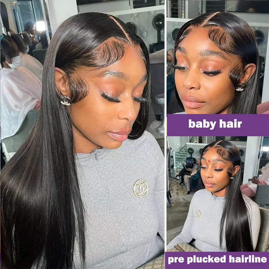 

28, 42 дюйма, плотность 250, натуральный черный, 13x6HD, прозрачный парик спереди, бразильский парик, человеческие волосы, подходит для женщин