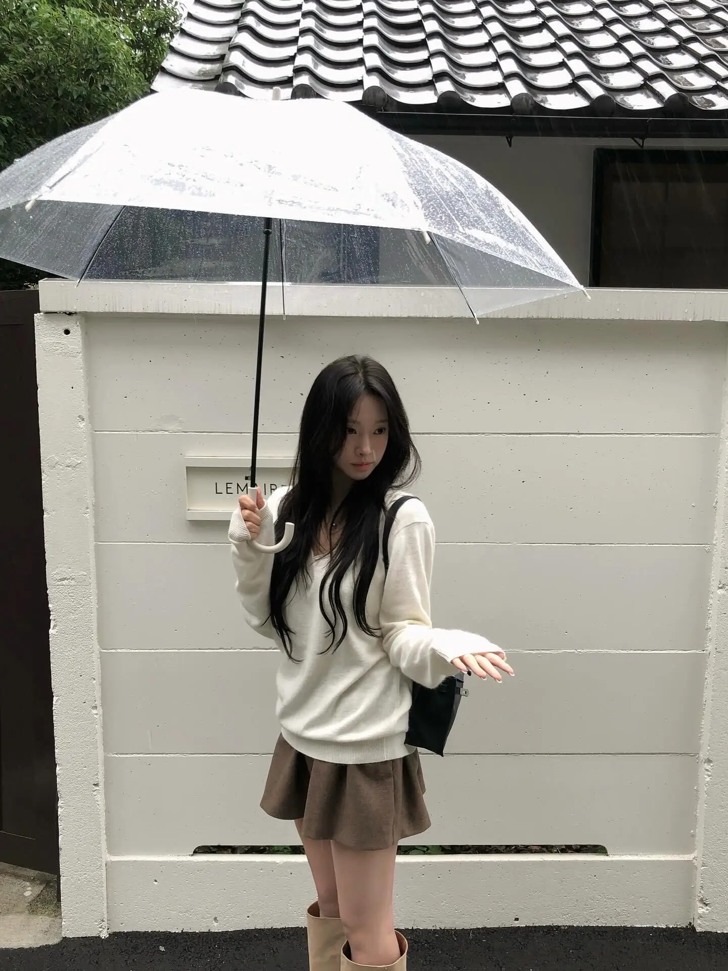 High Quality Vintage Brown Woolen Puffy Skirt Half-length Women's Autumn Winter New Style A-line Short Skirt Casual Wear