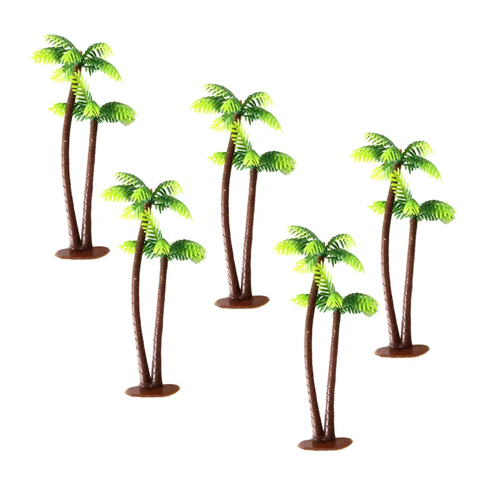 16Pcs Same Height Coconut Trees Realistic Trunk Green Leaves Tropical Park Street Diorama Miniature Landscape Scenery