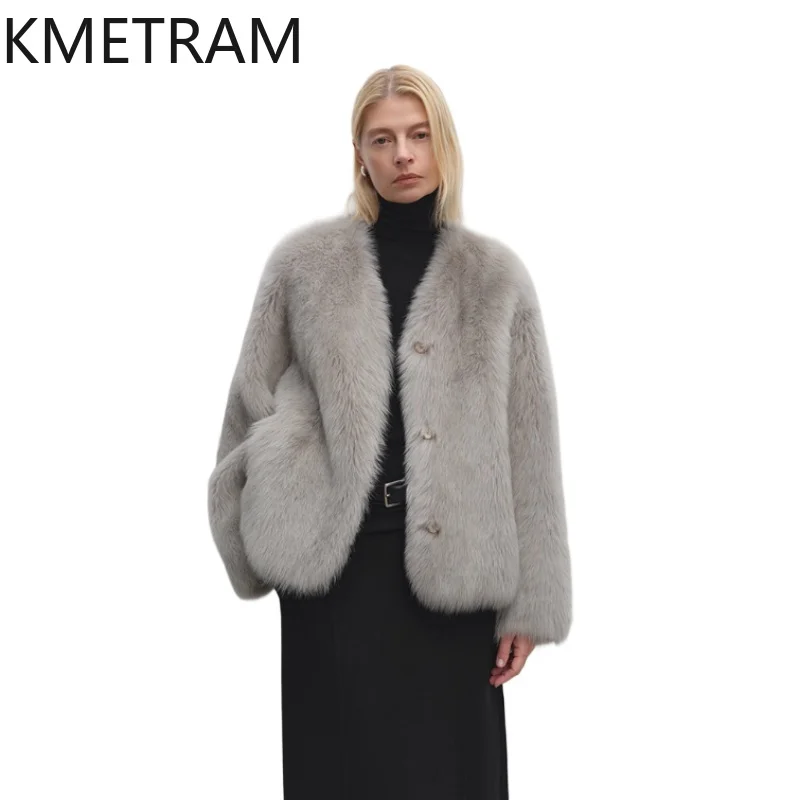 

Natural Tuscany Wool Sheepskin Double Faced Fur Jacket Women Luxury V-neck Real Fur Coat High Quality Winter Woman Clothing 2025