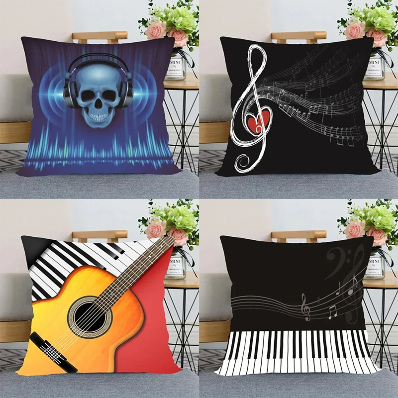 Music theme series pillowcases, living room sofa chair cushion covers, bedroom home decoration gifts