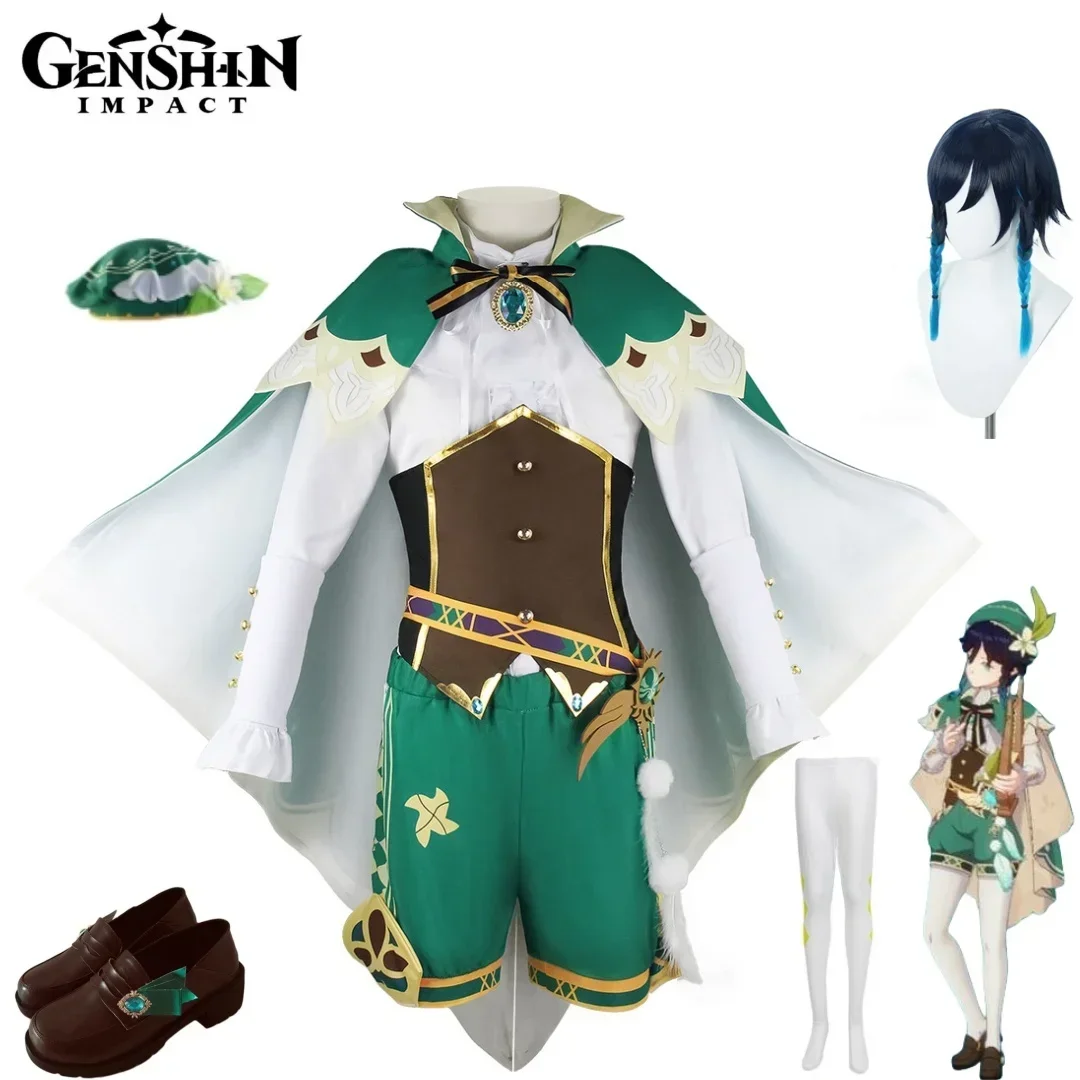 

Game Genshin Impact Venti Cosplay Costume Chinese Style Uniform Halloween Outfit for Women Adult Wendi Windy Game Set