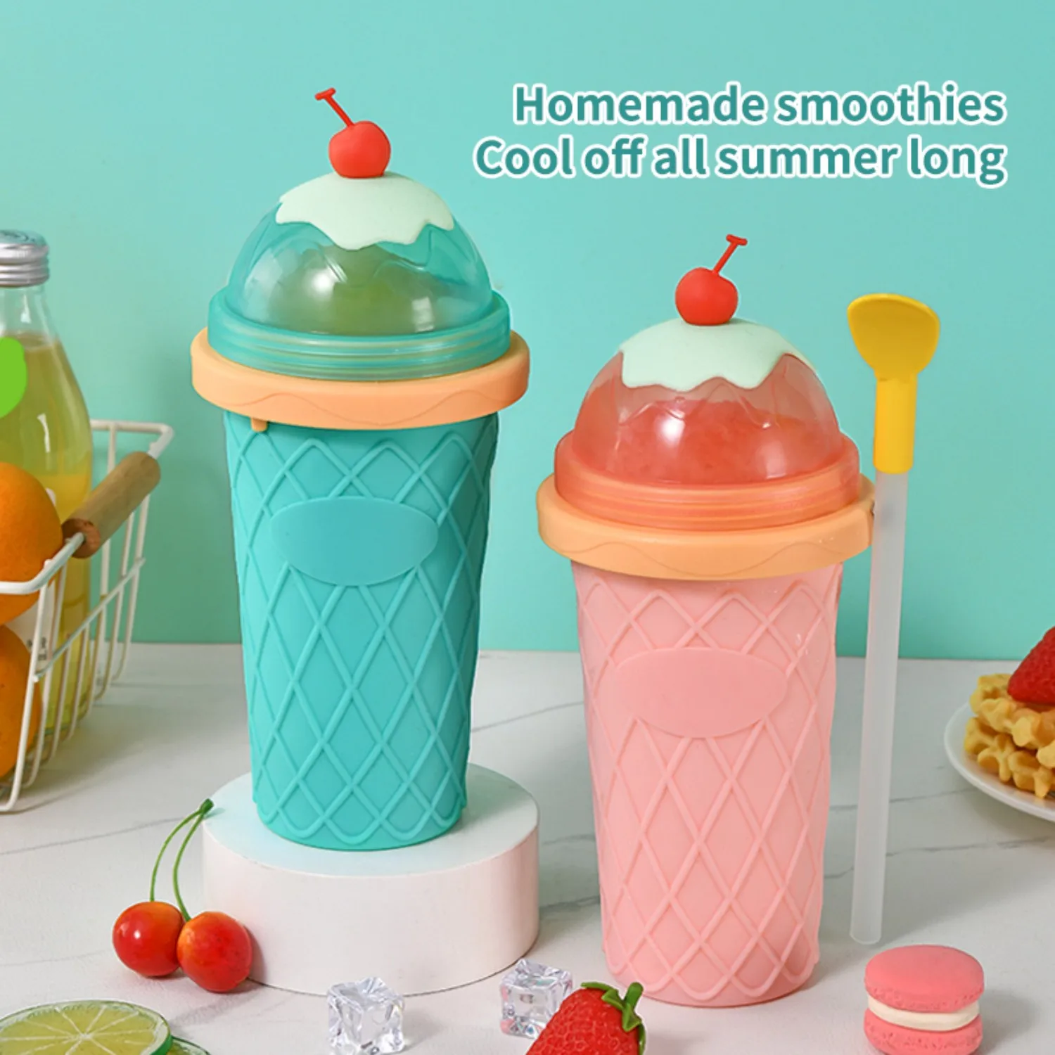 Slushie Cup, DIY Magic Slushy Maker Cups, Portable Slushy Cup for Juices, Milk and Ice Cream Make, Double Layers Smoothie Cups - view 2