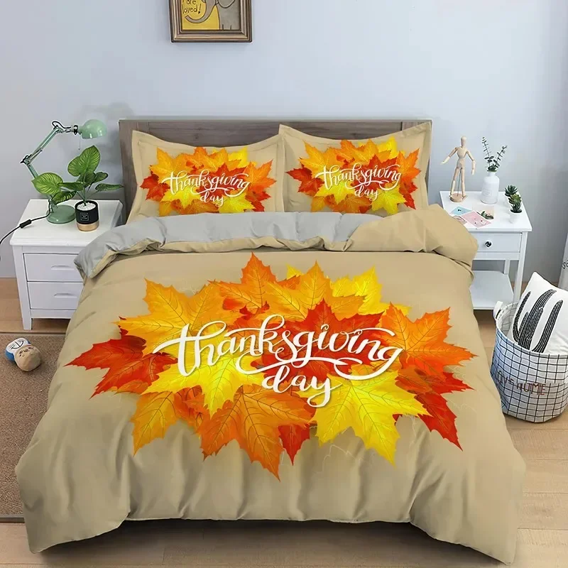 

Autumn Thanksgiving Day Pumpkin Turkey Bedding Set Boys Girls Twin Queen Size Duvet Cover Pillowcase Bed Kids Adult