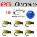 6 piezas de color chartreuse, talla 10