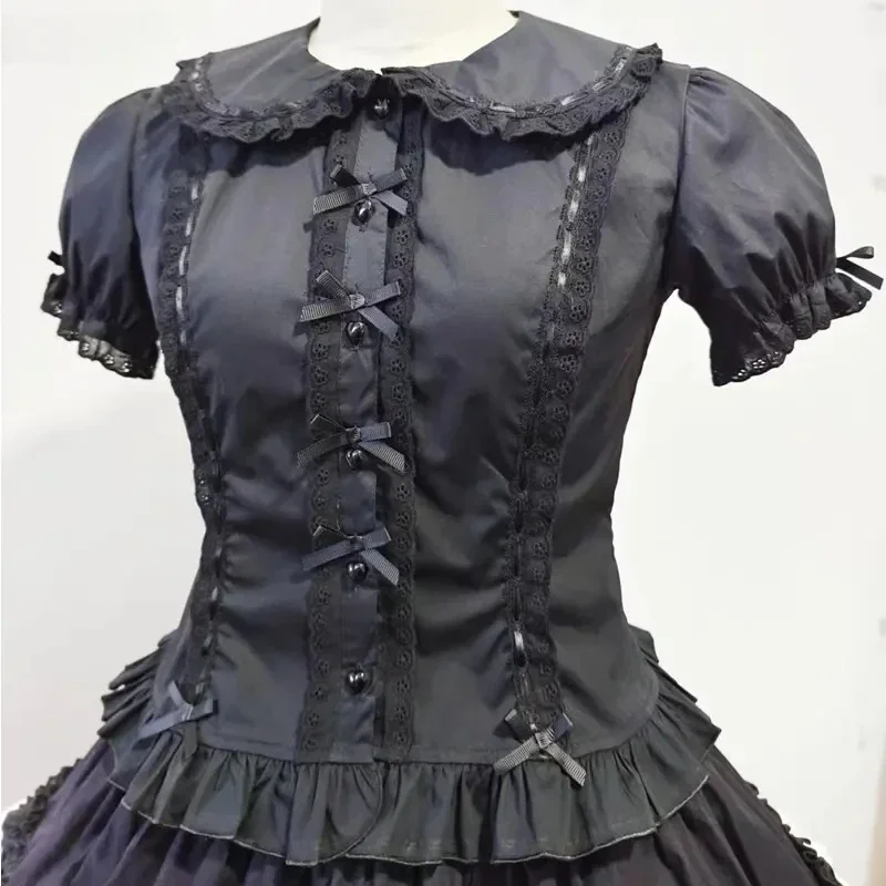 Chemise Lolita Style Preppy pour Femme, Chemisiers Minces avec Nministériels d, Col Claudine Mignon, Volants en Dentelle, Chemises JK pour Fille, Chemisiers à Manches Bouffantes, Haut pour Femme