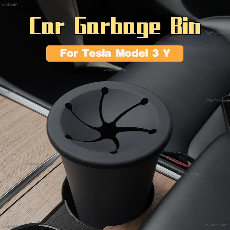 

Central Control Trash Can for Tesla Model 3 Y Car Armrest Box Garbage Bin Creative Storage Cup Box Multifunctional Garbage Bin