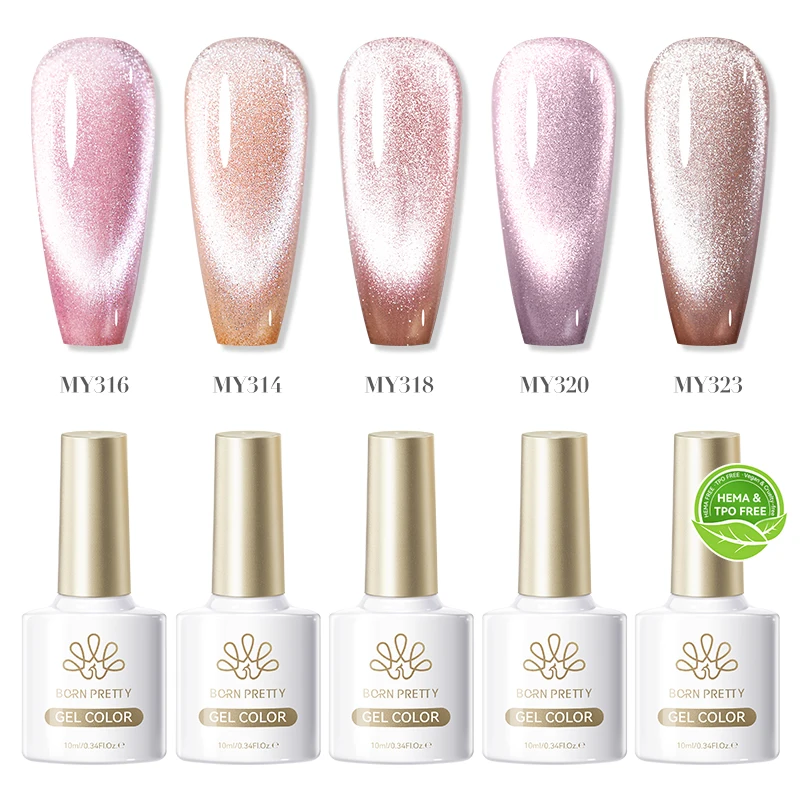 

BORN PRETTY HEMA FREE TPO FREE 5pcs Sparkling Glitter Cat Magnetic Gel Nail Polish Ultra Shine Gel UV LED Soak Off Nail Manicure