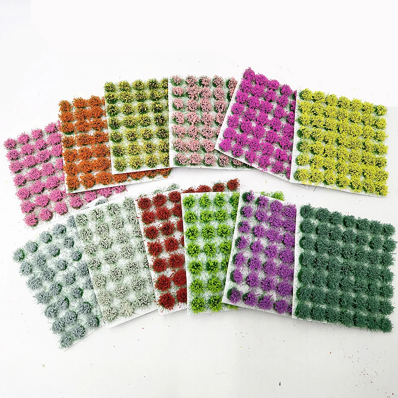 14/28/49 개/상자 소형 수제 DIY 꽃 클러스터 모델 모델 빌딩 인형 집 장식 규모 기차 철도 레이아웃