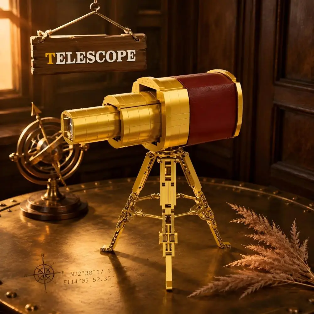 649PCS Building Blocks Retro Nautical Telescope Brick Set Exquisite Assembly Model Premium Collectible Gift For Model Hobbyists