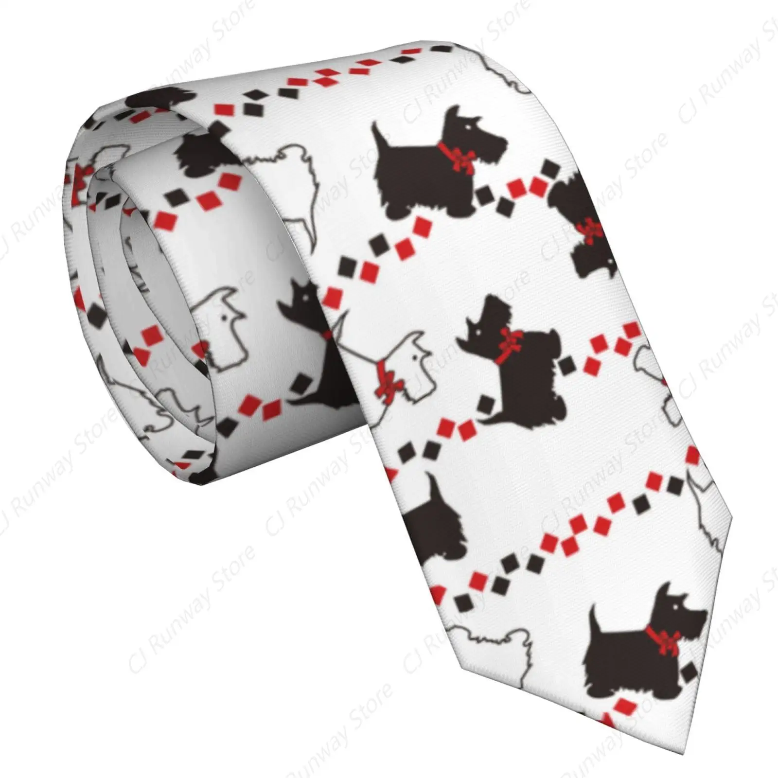 Cute Scotty Scottie Dog Scotty Scottish Terrier Sitting Dogs Neckties Fashion Neck Ties Wedding Business Party Gifts