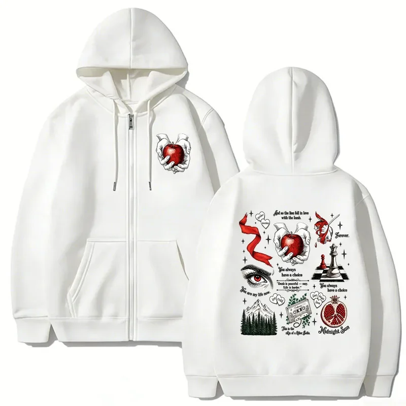 Wolf Romance Zipper Hoodies for Women Men Fall Winter Casual Fashion Retro Streetwear Y2K Long Sleeve Fleece Zip Up Sweatshirts