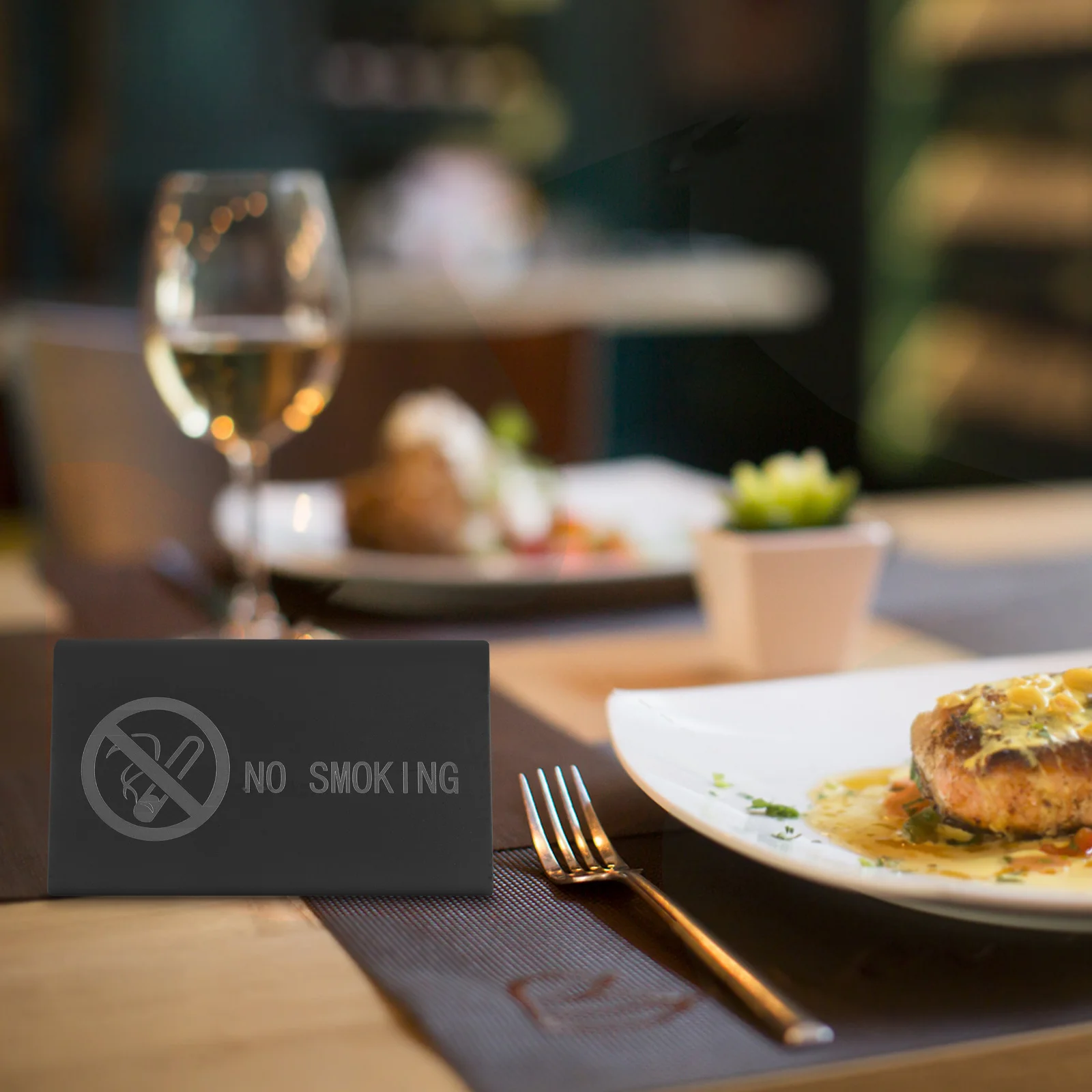 

No Smoking Sign 6x10cm Stainless Steel Table Cards Non Rusting Place Indicator Prohibited Smoking Signs