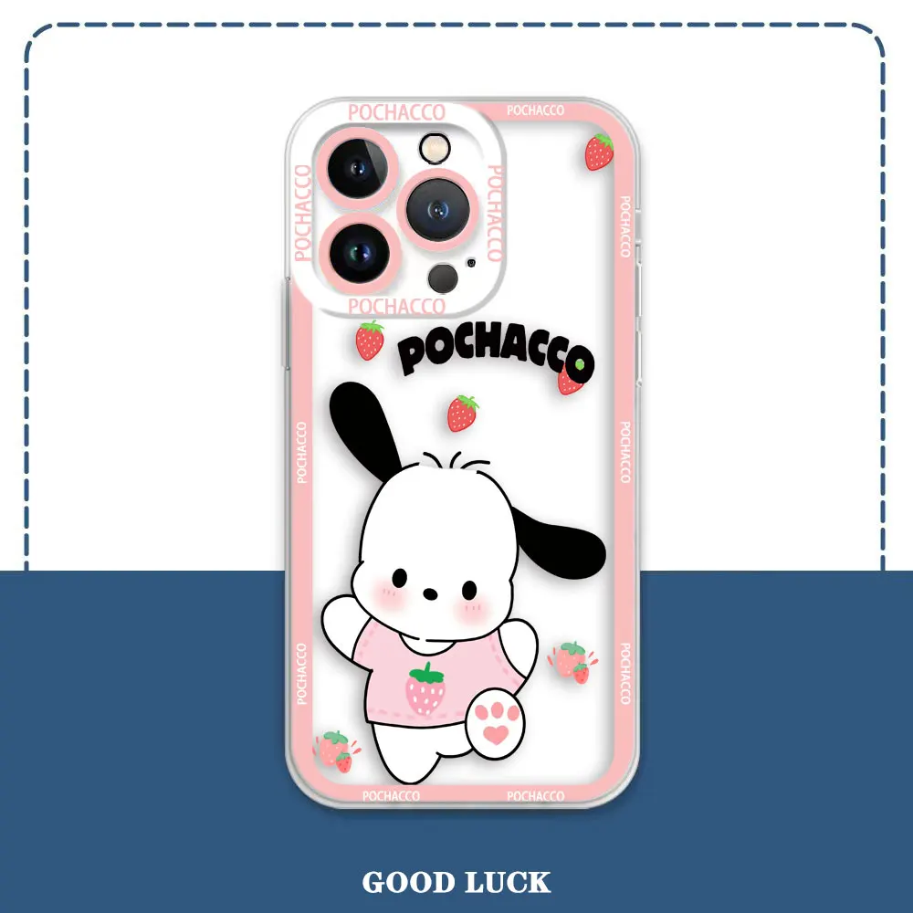 Pacha Dog Cartoon Pochacco Angel Eyes Clear Case For Samsung Galaxy NOTE 20 10 A73 A72 A53 A51 A42 A55 A35 A33 A30 A23 A22 Case