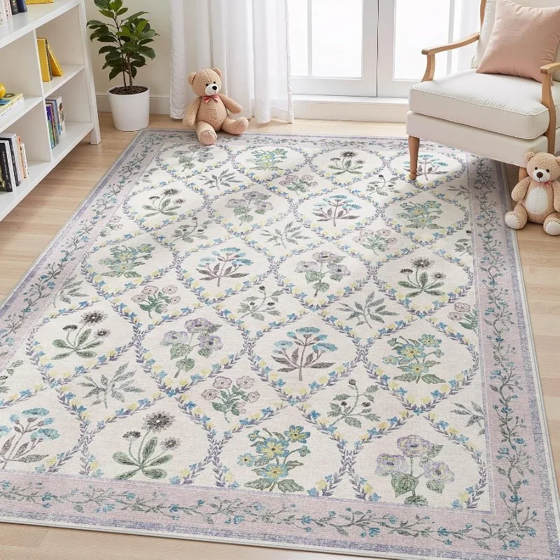 

Ковер для гостиной в цветочном стиле, большой, для зоны у дивана, под журнальный столик, для кабинета, спальни, прикроватный, нескользящий, мягкий напольный коврик, Alfombra, 러그